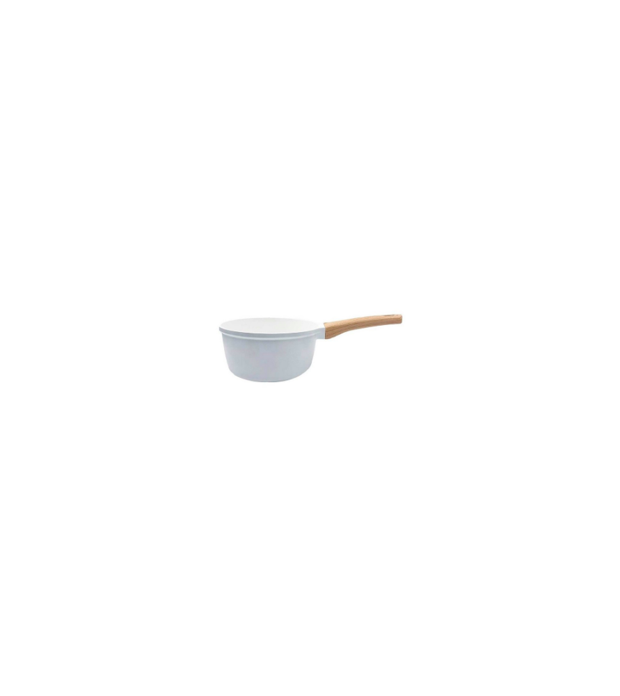 Casserole 20 cm / 2,4 l Blanc Polaire (En Fonte d'aluminium, et Revêtement  minéral, Poignée imitation bois) - Cookut